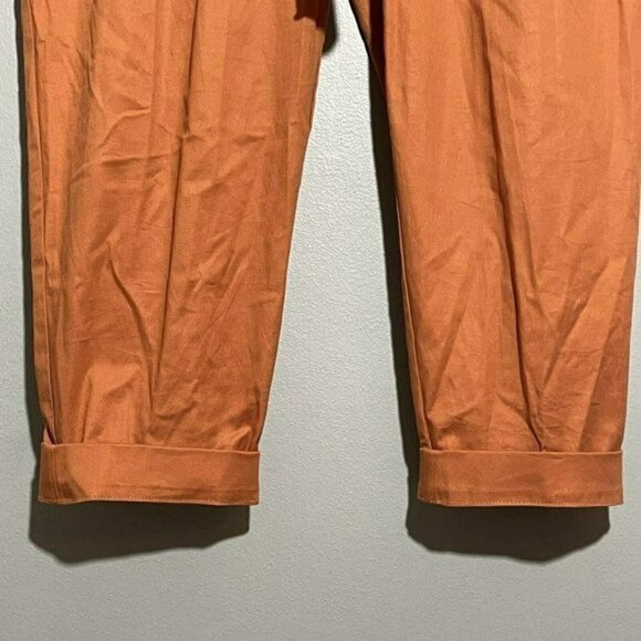 Anthropologie Cartonnier Mom Pants Chino Women Size 6 Orange Pumpkin Buckle Belt - Picture 5 of 8